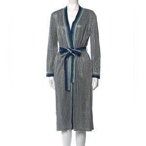 NWT Jonathan Simkhai Metallic Striped Wrap Dress